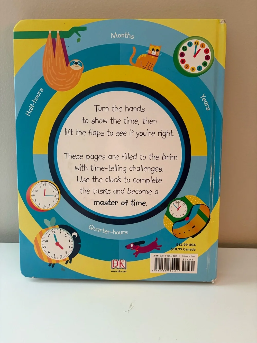 How to Tell Time Kids Learning Clock Book - Blue and Yellow